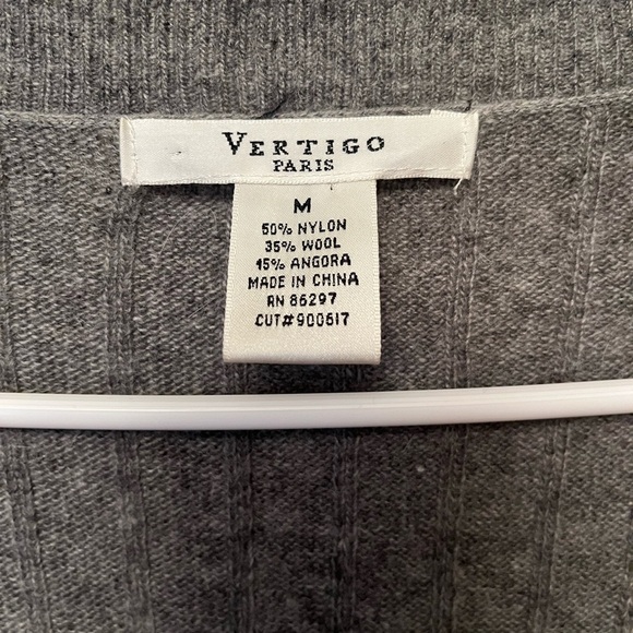 Vertigo Paris‎ Grey Cable Knit V-neck Wool/Angora Blend Tie Cardigan Size Medium - Picture 7 of 7